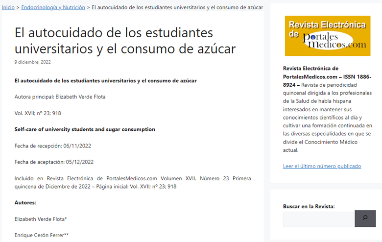 El autocuidado de los estudiantes universitarios y el consumo de azúcar
