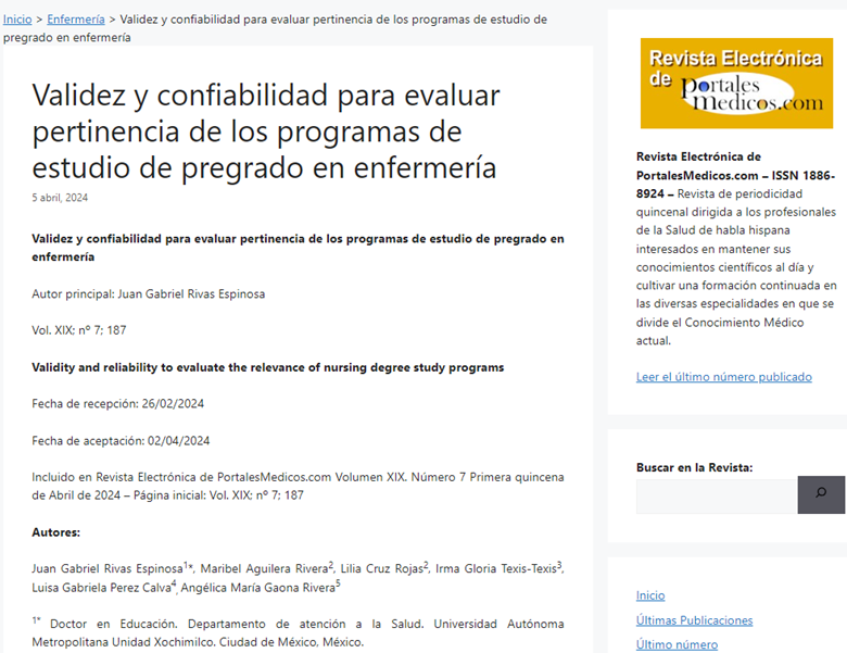 Validez y confiabilidad para evaluar pertinencia de los programas de estudio de pregrado en enfermería